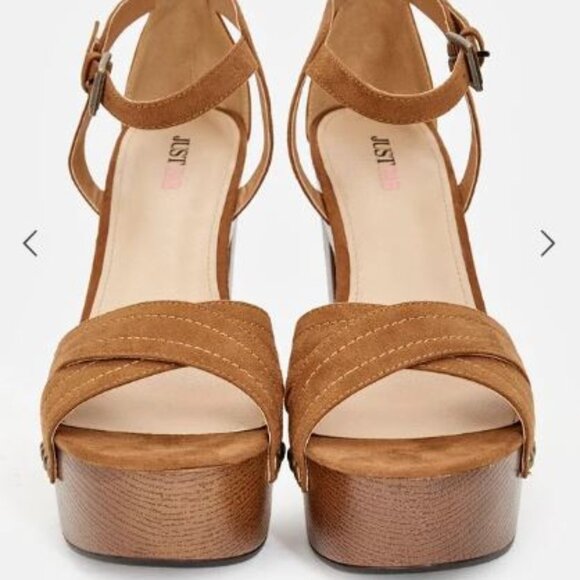 NEW! JustFab Neema Platform Sandals in Whiskey/Brown size 8 - Picture 2 of 8